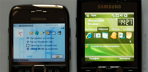 ���������� ��������� � qwerty-�����������: Nokia E71 � Samsung i780