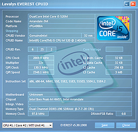 Asus N71Ja Everest CPU Test