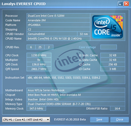 Asus N71Ja Everest CPU Test