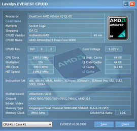 eMachines G630G - 302G25Mi Everest CPU Test
