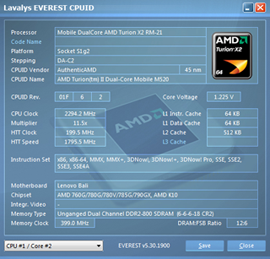 Lenovo IdeaPad G555 Everest CPU Test