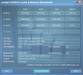 Asus Eee PC T91MT Everest Cache and Memory Test
