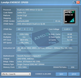 HP Compaq 615 Everest CPU Test