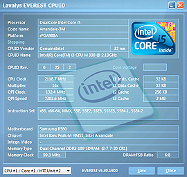 Samsung R580 Everest CPU Test