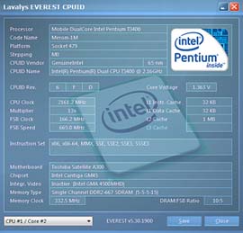 Toshiba Satellite A300-27W Everest CPU Test