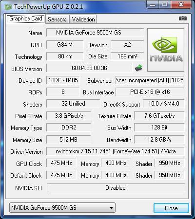 gpu-z GeForce 9500M GS