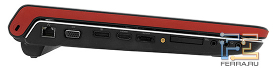   Dell Studio 1747: Kensington Lock, RJ-45, D-SUB, DisplayPort, HDMI, eSATA (  USB), -, ExpressCard/34,  