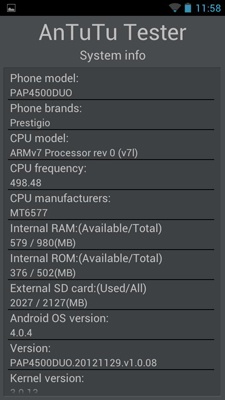 Prestigio MultiPhone PAP4500 DUO