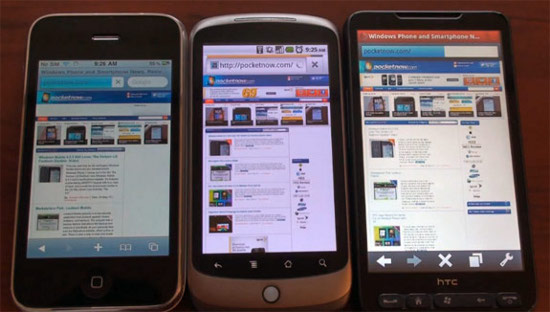 iPhone, Google
Nexus One  HTC HD2