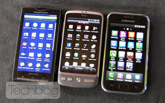 Samsung Galaxy S,
HTC Desire  Sony Ericsson XPERIA X10