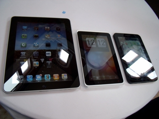 HTC Flyer, iPad, Samsung Galaxy Tab