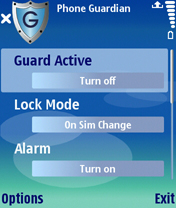 Screenshot of Phone Guardian - security software for Series 60