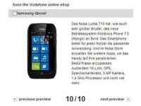  Nokia Lumia 710  Samsung Omnia W       Vodafone