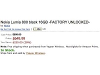 Amazon    Nokia Lumia 800  649,99 