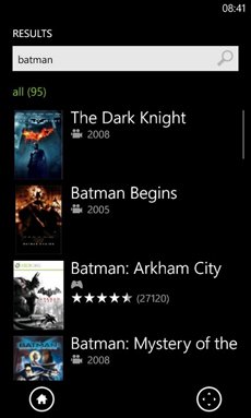 Xbox Companion Bing search results