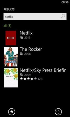 Xbox Companion Bing searching for Netflix