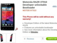 В Европе начался прием предзаказов на смартфон Motorola RAZR XT910 Developer
