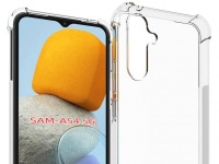 Зображення Samsung Galaxy A54 в чохлі демонструє знайомий дизайн камери і, чомусь, дисплей Infinity-V