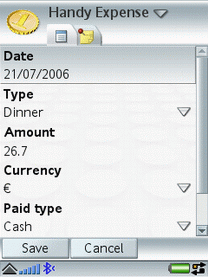  Handy Expense  Sony Ericsson  M600i, Sony Ericsson W950i:  