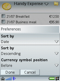 Handy Expense   Sony Ericsson  M600i, Sony Ericsson W950i:  