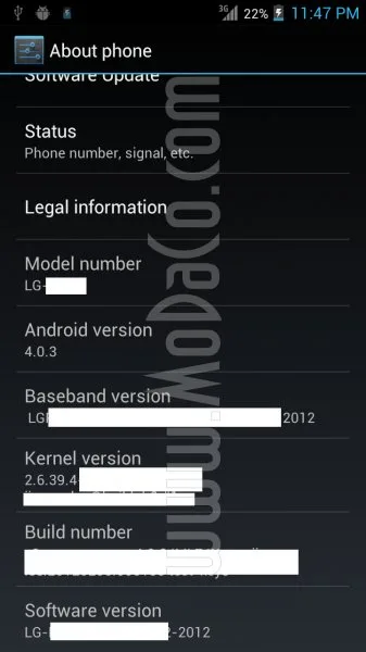 Скриншот LG X3