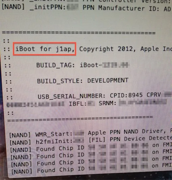 Снимок iBoot