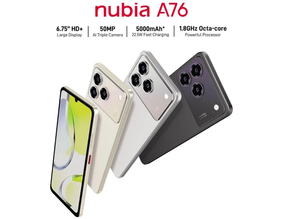 Nubia A76 4G отримав екран 90 Гц і зарядку на 22,5 Вт