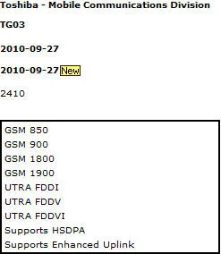 Toshiba TG03