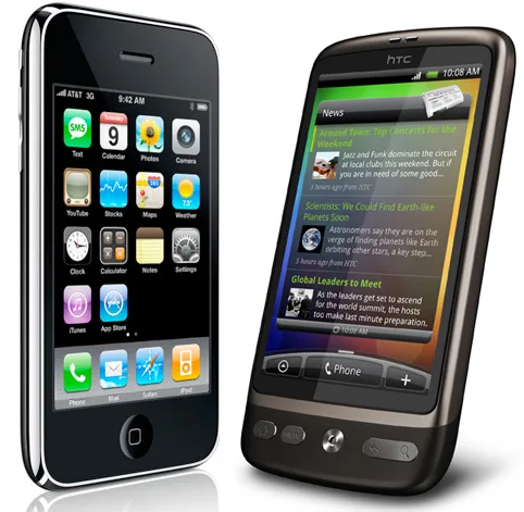 iPhone и HTC
Desire